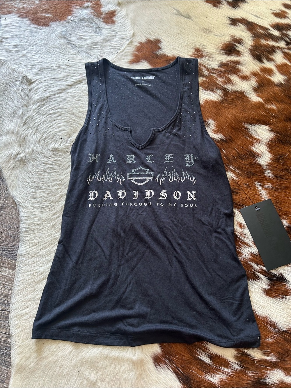 Harley-Davidson Black Studded Flame Logo Tank Top